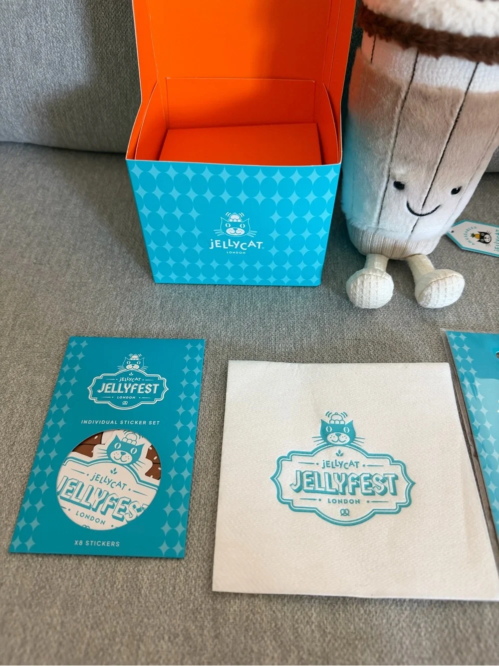 Jellycat Jellyfest Amuseables Von Illa Eiskaffee Coffee, Enamel Pin & Sticker